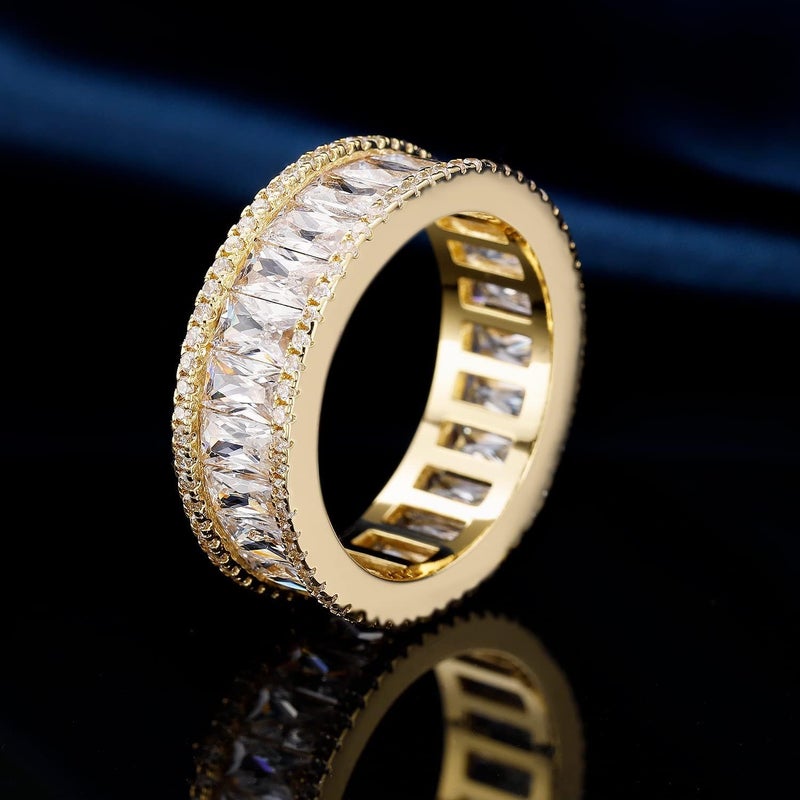 MDFUN 18K Gold Plated Eternity Rings for Women Cubic Zirconia Wedding Promise Engagement Band - Image 4